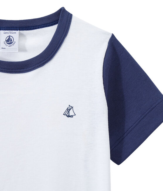 Pigiama corto bambino bicolore blu CHALOUPE/bianco ECUME
