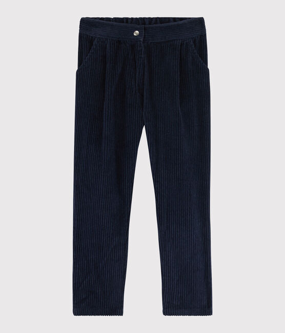 Pantaloni in velluto bambina blu SMOKING