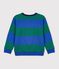 Felpa bambino in cotone a righe blu/verde