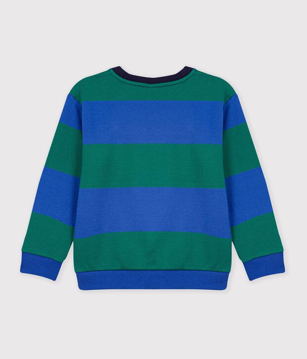 Felpa bambino in cotone a righe blu/verde