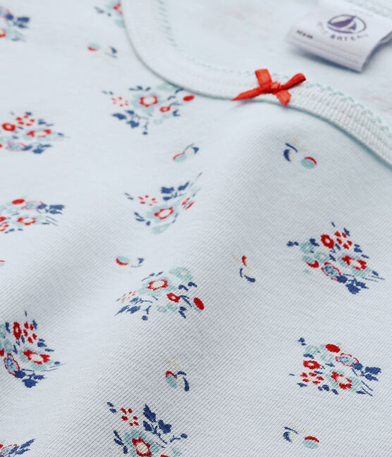 T-shirt fille imprimé en jersey stretch blu FRAICHEUR/bianco MULTICO