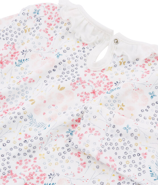 Pigiama bambina a costine modello molto aderente bianco MARSHMALLOW/bianco MULTICO