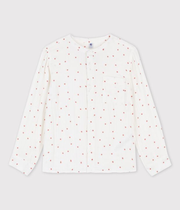 Camicia stampata in garza di cotone bambino bianco/marrone