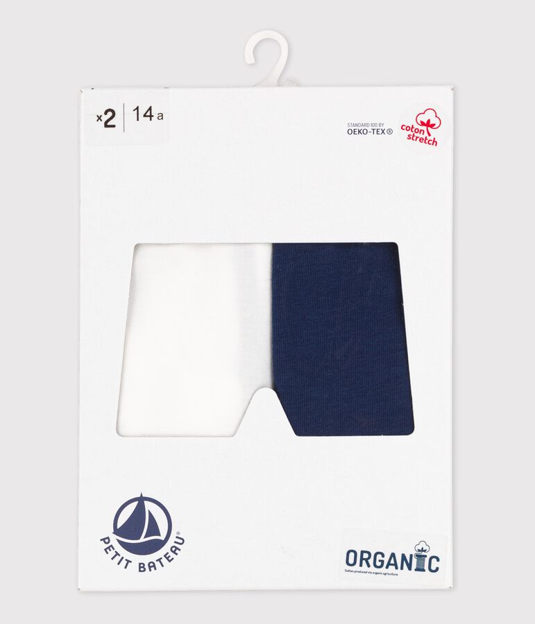 Confezione da 2 boxer ragazzo in cotone biologico e elastan multicolore