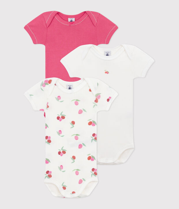 Set da 3 body a maniche corte in cotone a fiori neonato multicolore
