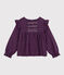 Blusa a maniche lunghe in flanella a quadri bambina blu SMOKING/bianco MULTICO