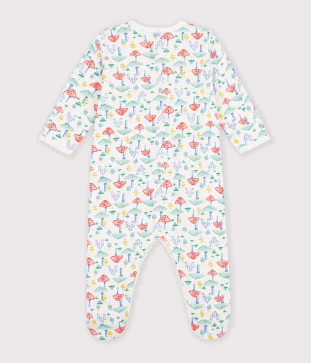 Pigiama in tessuto felpato con funghi stampati neonato bianco/multicolore