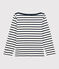 Marinière bambina/bambino in cotone bianco MARSHMALLOW/blu SMOKING