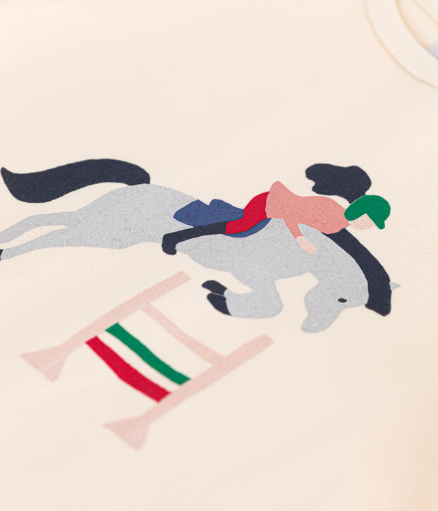 T-shirt a maniche corte in jersey bambina ecru