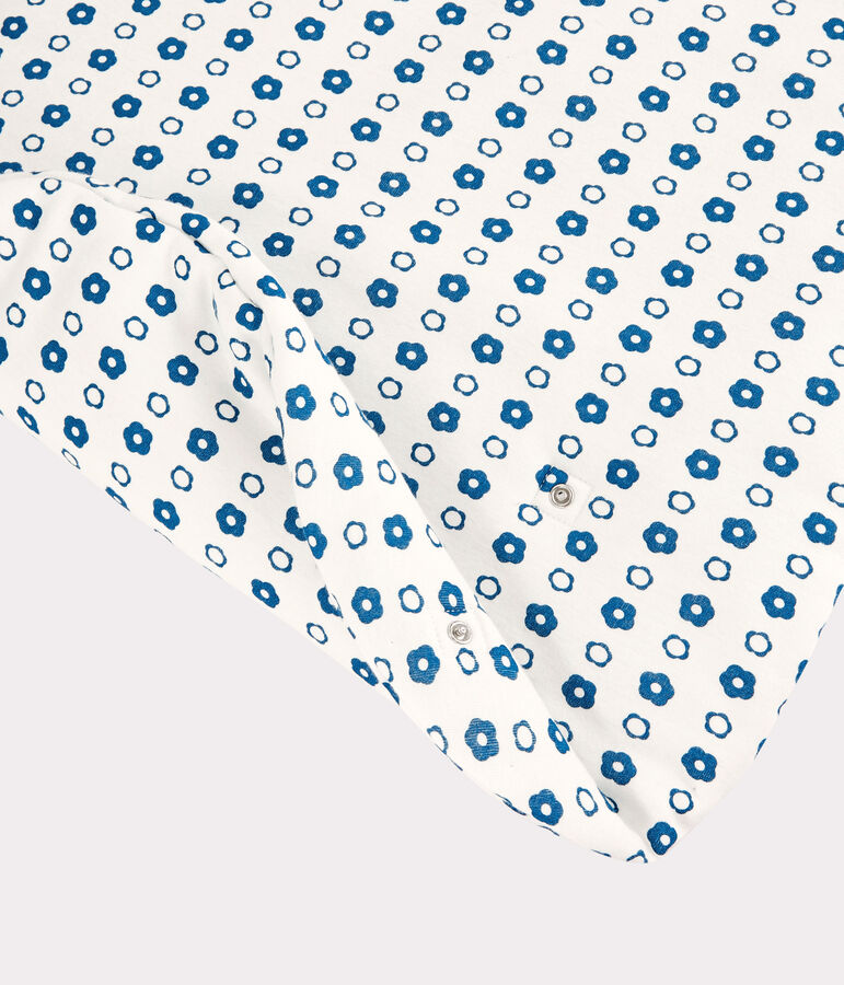 Sacco nanna beb&egrave; a fiori vintage blu in cotone biologico bianco/blu