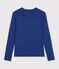 T-shirt a maniche lunghe in cotone tinta unita donna blu