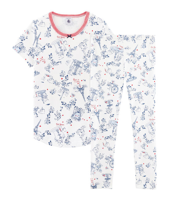 Pigiama bambina a costine bianco MARSHMALLOW/bianco MULTICO