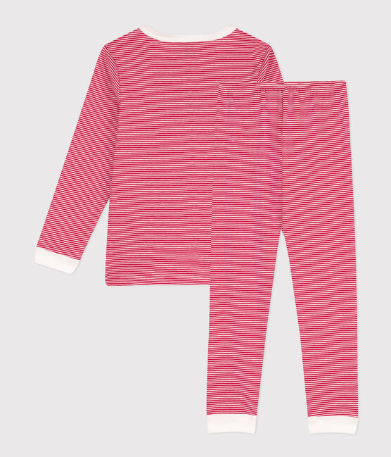 Pigiama millerighe in cotone bambina/bambino rosso CORRIDA/bianco MARSHMALLOW