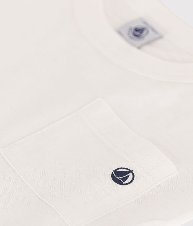 T-shirt bambino in jersey fiammato bianco