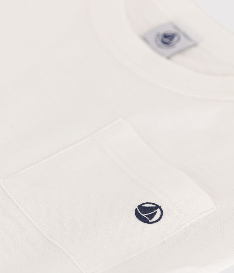 T-shirt bambino in jersey fiammato bianco