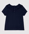 Blusa traforata manica corta in cotone bebè femmina blu SMOKING