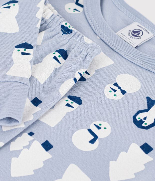 Pigiama molto aderente in cotone con stampa bambino blu/multicolore