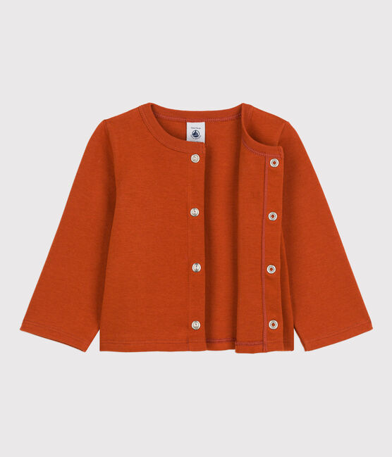 Cardigan a tinta unita in jersey spesso per neonati marrone RUSTY