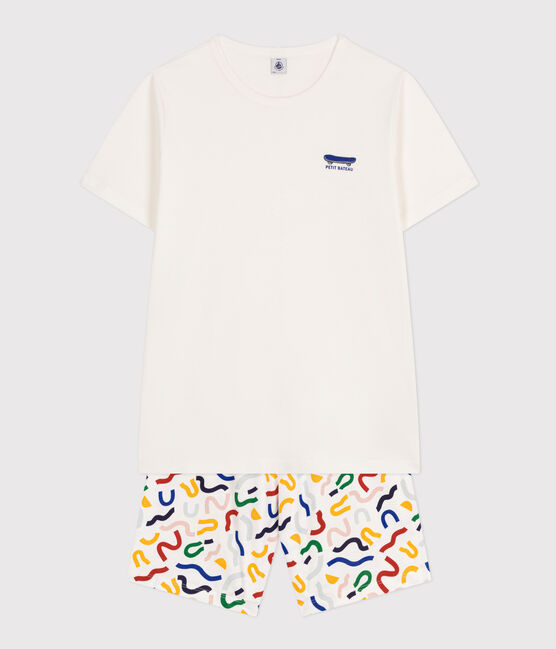 Pigiama short in cotone junior bianco MARSHMALLOW/bianco MULTICO