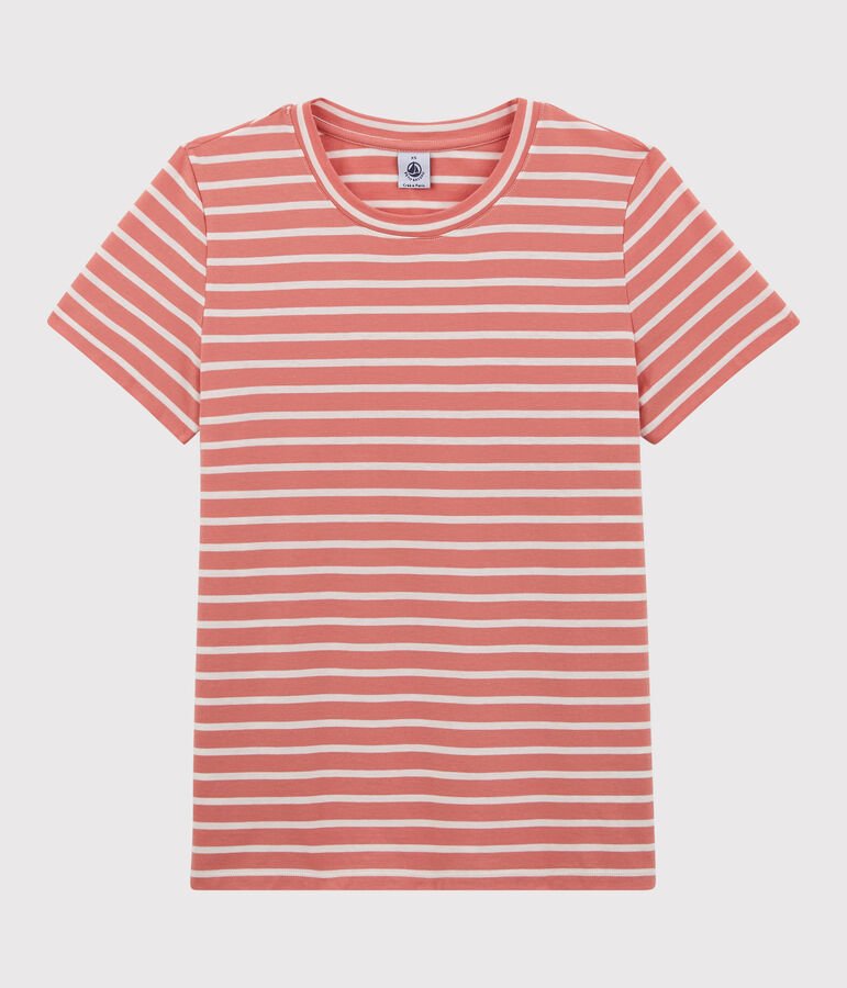 T-shirt TAGLIO REGULAR girocollo in cotone bio Donna rosa PAPAYE/ MARSHMALLOW