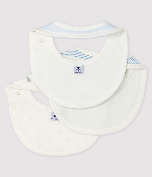 Confezione da 3 bavaglini neonato a coste multicolore