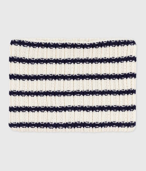 Snood in maglia a righe foderata in pile bambino blu MARSHMALLOW/ SOIR