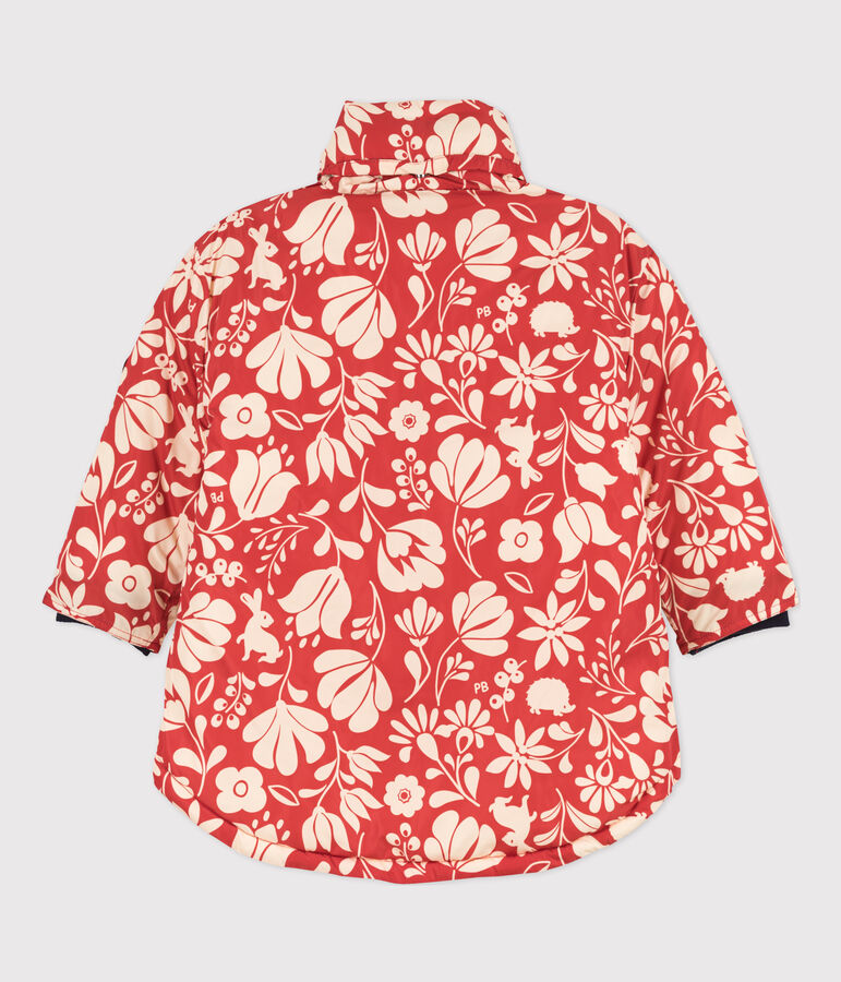 Piumino stampato medio-lungo bambina arancione/ecru