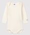 Body maniche lunghe bebè in lana e cotone bianco MARSHMALLOW