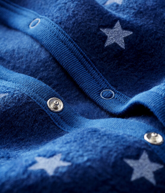 Tutina imbottita a stelle bebé in pile blu MEDIEVAL/bianco MARSHMALLOW