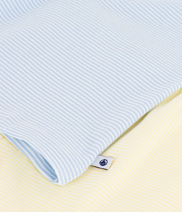 Pigiama corto in cotone a righe bambino blu/multicolore