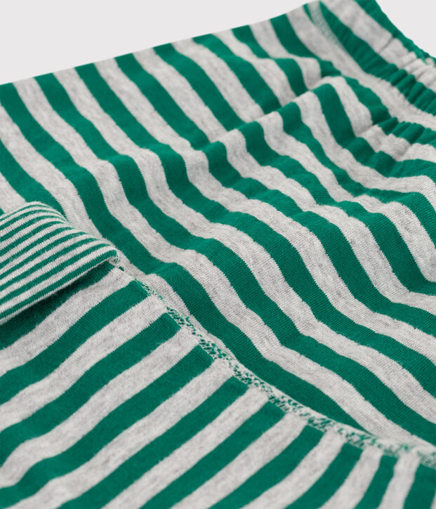 Pantaloni beb&egrave; a righe in tubique verde/grigio