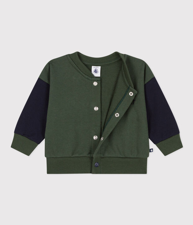 Cappotto letter jacket in tessuto felpato per beb&egrave; verde/blu
