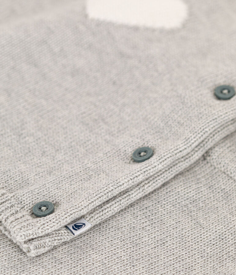 Completo in tricot di lana e cotone con motivo a cuore per beb&egrave; grigio/bianco