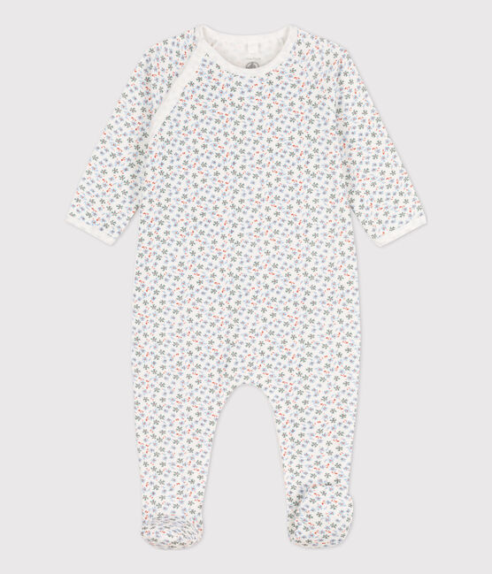 Pigiama tutina felpata con stampa per neonati bianco MARSHMALLOW/bianco MULTICO