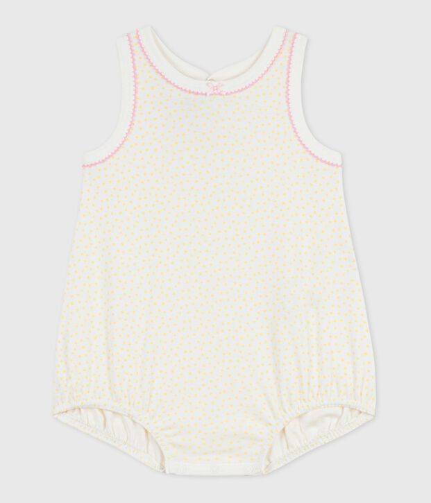 Tutina corta senza maniche in cotone neonato giallo/giallo