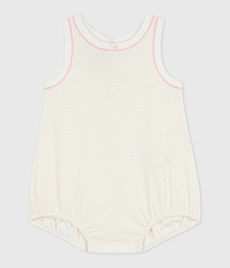 Tutina corta senza maniche in cotone neonato giallo/giallo