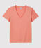 T-shirt TAGLIO REGULAR scollo a V in cotone bio Donna rosa PAPAYE