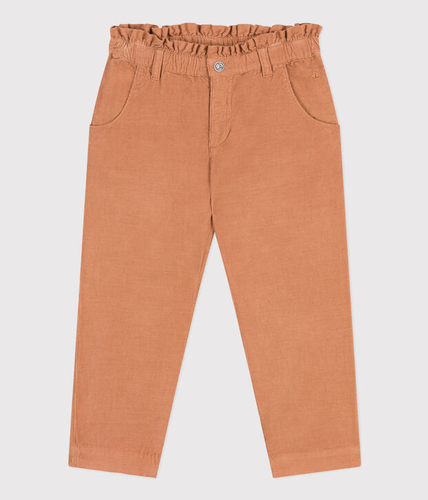 Pantaloni dritti in velluto fine bambina rosa