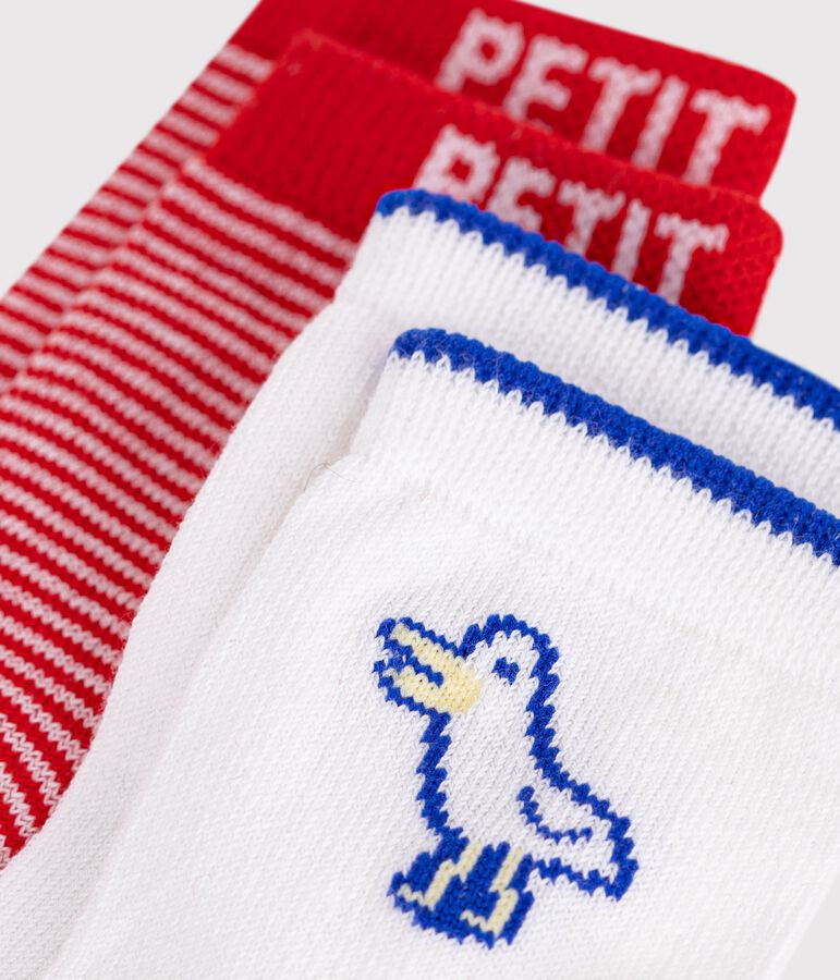 2 paia di calzini in cotone con gabbiani e a righe neonato multicolore