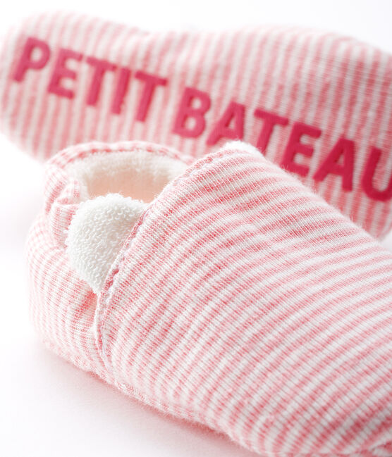 Scarpine bebé femmina a costine rosa CHARME/bianco MARSHMALLOW