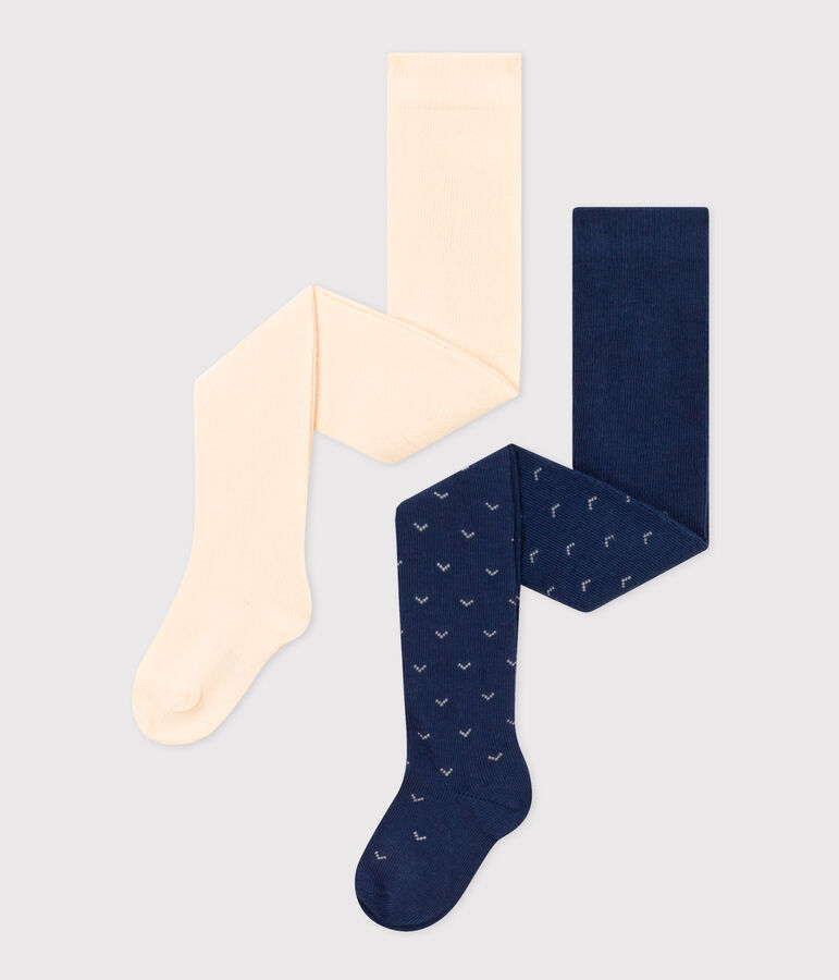 Confezione da 2 paia di collant beb&egrave; in cotone. multicolore