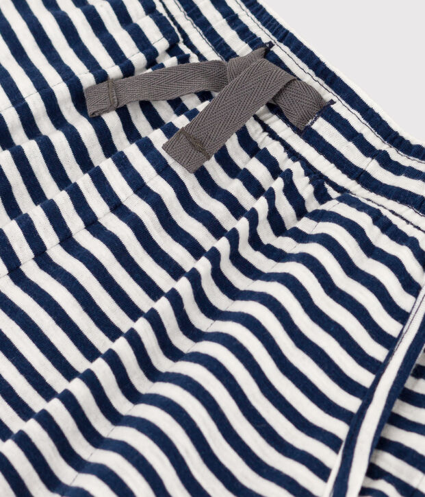 Shorts a righe in jersey fiammato bambina blu/bianco