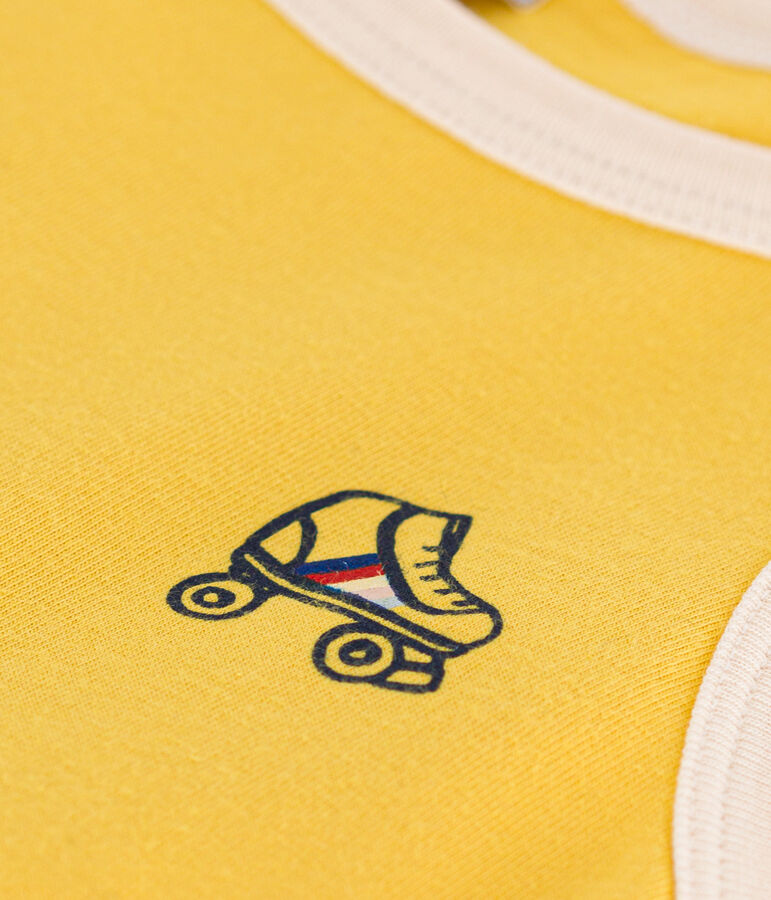 Abito smanicato in cotone bambina giallo/ecru