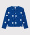 Cardigan in cotone e lino bambina blu SURF/bianco MARSHMALLOW