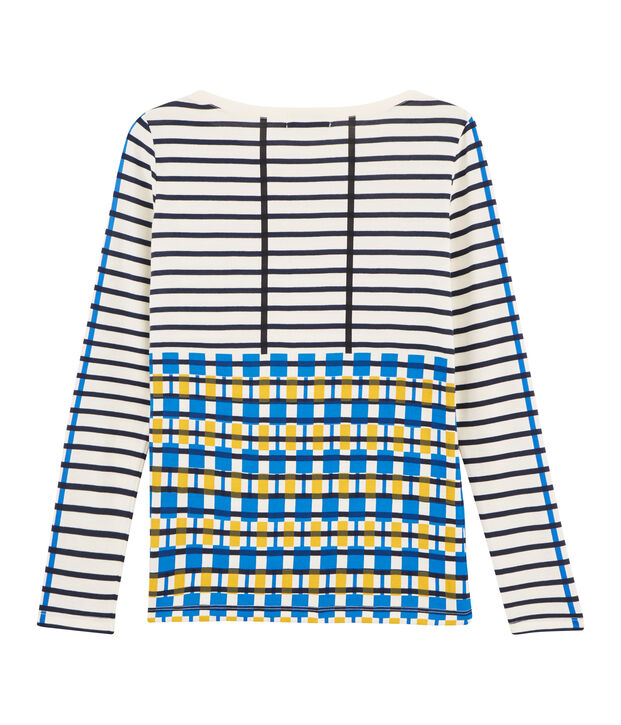 T-shirt marini&egrave;re donna bianco/blu