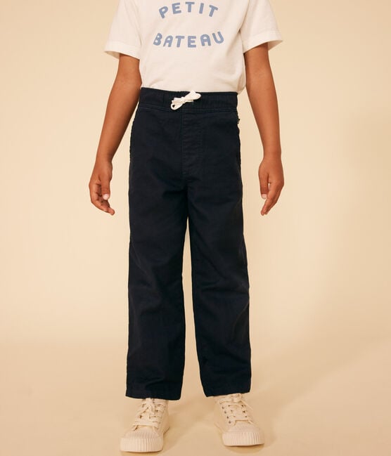 Pantalone bambino in tela di cotone blu SMOKING