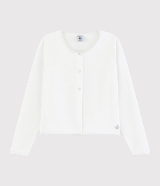 Cardigan tricot in cotone bambina bianco MARSHMALLOW
