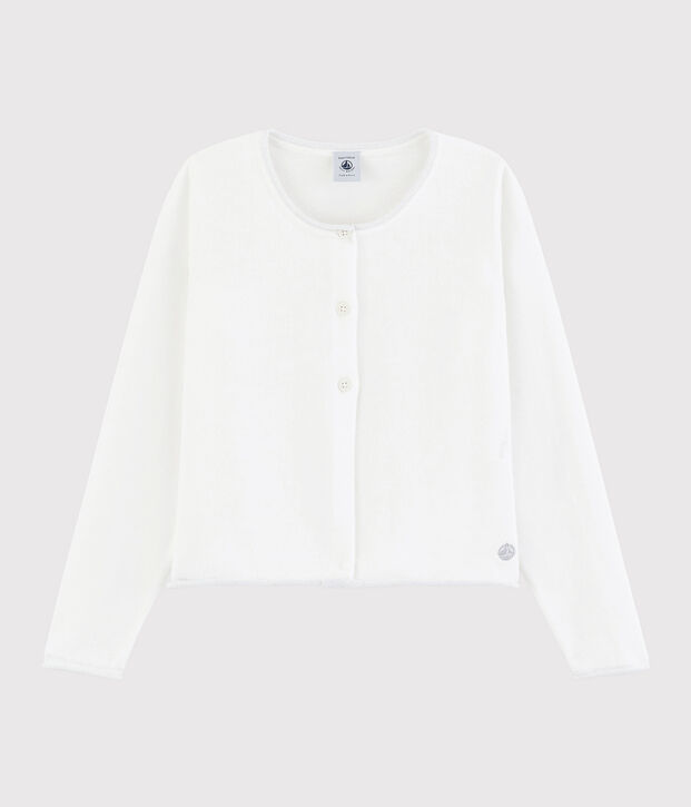Cardigan tricot in cotone bambina bianco