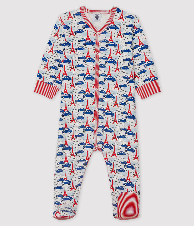 Tutina beb&egrave; a costine bianco/multicolore