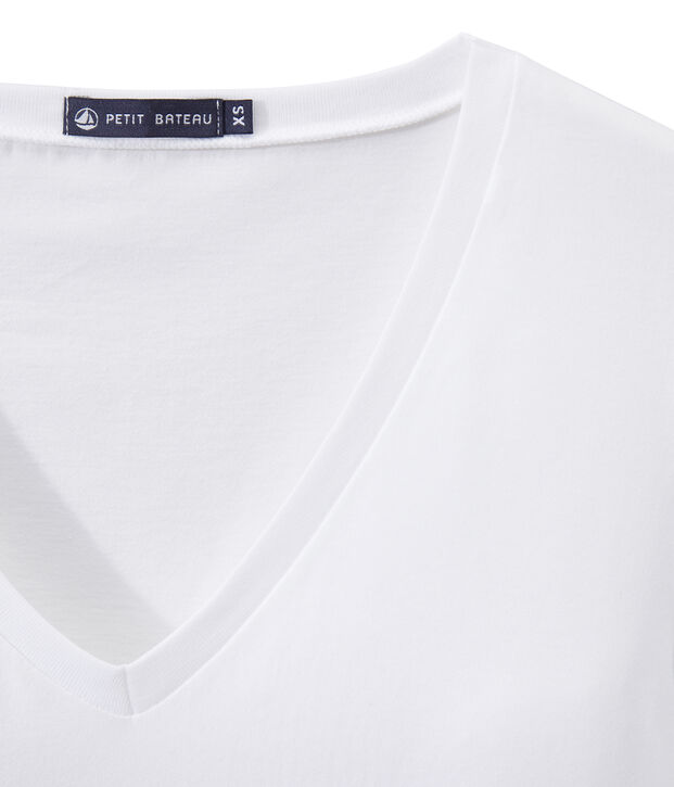 T-shirt donna con SCOLLO A V in jersey leggero bianco